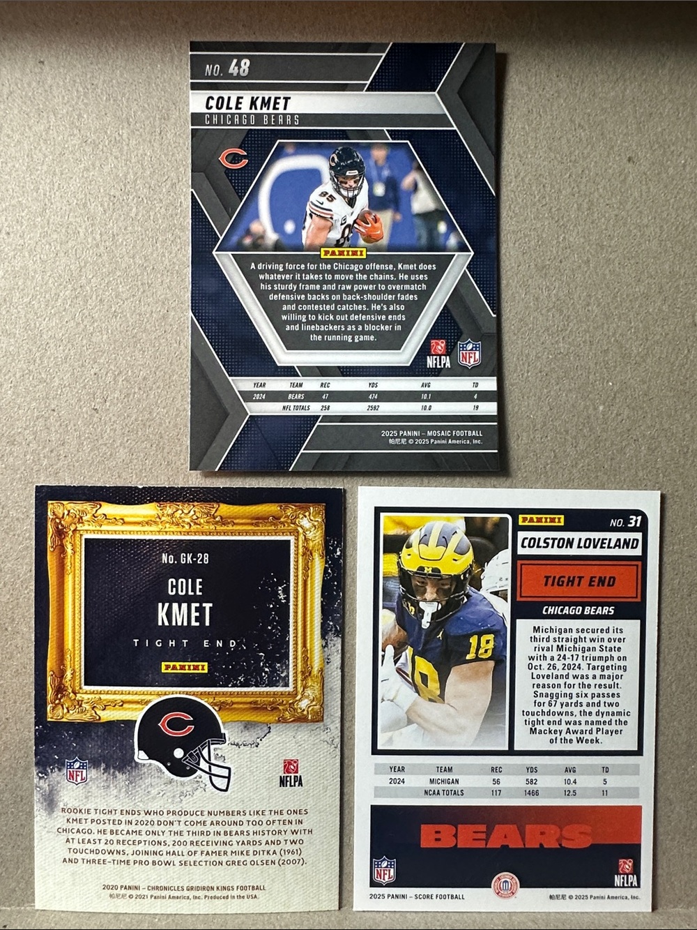 Caleb Williams Bears w/ Rookie cards of Loveland, Odunze, Burden, Kmet, Johnson - Picture 13 of 15